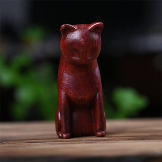 Buddha Gift Small Cat Mouse Green Sandalwood African Red Rosewood Peace Home Decoration
