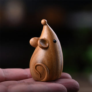 Buddha Gift Small Cat Mouse Green Sandalwood African Red Rosewood Peace Home Decoration