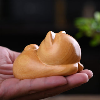 Buddha Gift Small Cute Confident Sleeping Cat Sandalwood Healing Home Decoration