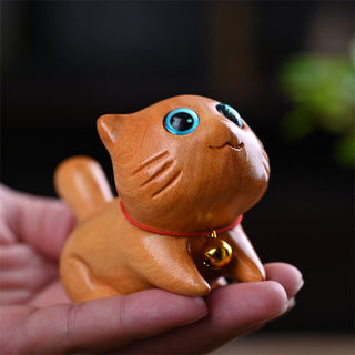 Buddha Gift Small Cute Confident Sleeping Cat Sandalwood Healing Home Decoration