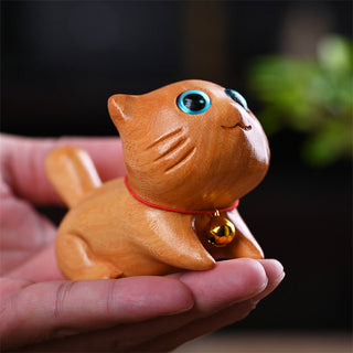 Buddha Gift Small Cute Confident Sleeping Cat Sandalwood Healing Home Decoration