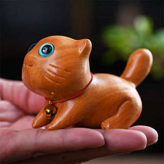 Buddha Gift Small Cute Confident Sleeping Cat Sandalwood Healing Home Decoration