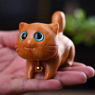 Buddha Gift Small Cute Confident Sleeping Cat Sandalwood Healing Home Decoration