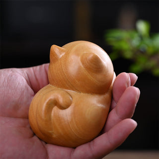 Buddha Gift Small Cute Confident Sleeping Cat Sandalwood Healing Home Decoration