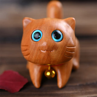 Buddha Gift Small Cute Confident Sleeping Cat Sandalwood Healing Home Decoration
