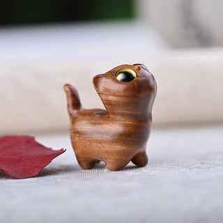 Buddha Gift Green Sandalwood Ebony Wood Sandalwood Small Leaf Red Sandalwood Mini Lucky Cat Peace Decoration
