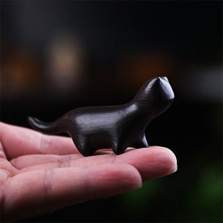 Buddha Gift Green Sandalwood Small Leaf Red Sandalwood Ebony Wood Rainbow Wood Lucky Mini Walking Cat Positive Decoration