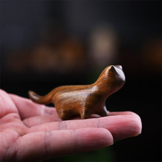 Buddha Gift Green Sandalwood Small Leaf Red Sandalwood Ebony Wood Rainbow Wood Lucky Mini Walking Cat Positive Decoration