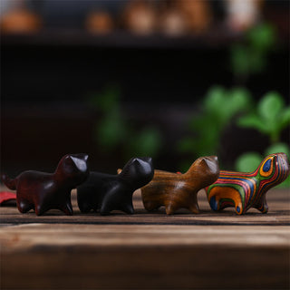 Buddha Gift Green Sandalwood Small Leaf Red Sandalwood Ebony Wood Rainbow Wood Lucky Mini Walking Cat Positive Decoration