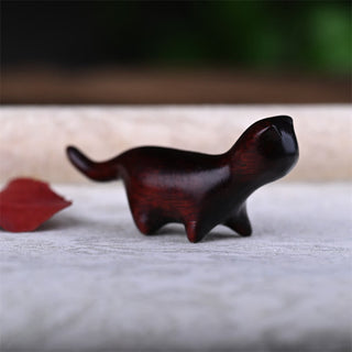 Buddha Gift Green Sandalwood Small Leaf Red Sandalwood Ebony Wood Rainbow Wood Lucky Mini Walking Cat Positive Decoration