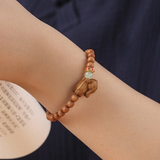 Buddha Gift Green Sandalwood Gold Sandalwood Cute Rabbit Positive Bracelet