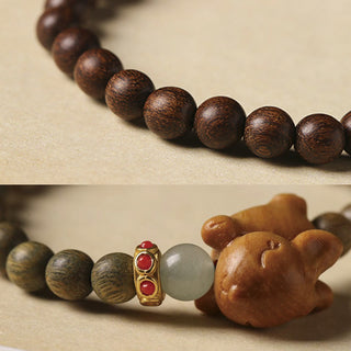 Buddha Gift Green Sandalwood Gold Sandalwood Cute Rabbit Positive Bracelet