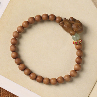 Buddha Gift Green Sandalwood Gold Sandalwood Cute Rabbit Positive Bracelet