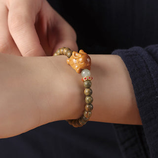 Buddha Gift Green Sandalwood Gold Sandalwood Cute Rabbit Positive Bracelet