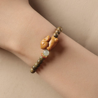 Buddha Gift Green Sandalwood Gold Sandalwood Cute Rabbit Positive Bracelet
