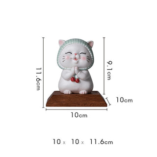 Buddha Gift Lucky Cute Cat In Scarf Ceramic Figurine Decoration