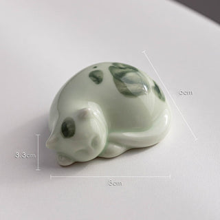 Buddha Gift Mini Lucky Cute Spotted Standing Cat Sleeping Kitten Ceramic Figurine Decoration