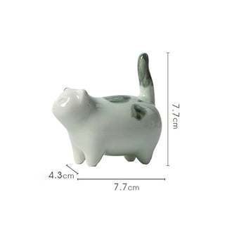 Buddha Gift Mini Lucky Cute Spotted Standing Cat Sleeping Kitten Ceramic Figurine Decoration