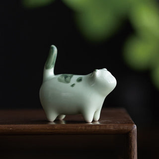Buddha Gift Mini Lucky Cute Spotted Standing Cat Sleeping Kitten Ceramic Figurine Decoration