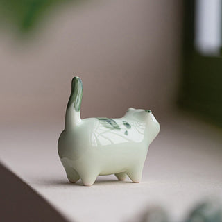 Buddha Gift Mini Lucky Cute Spotted Standing Cat Sleeping Kitten Ceramic Figurine Decoration