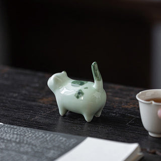 Buddha Gift Mini Lucky Cute Spotted Standing Cat Sleeping Kitten Ceramic Figurine Decoration