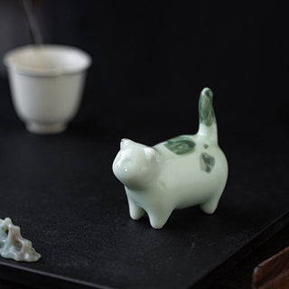 Buddha Gift Mini Lucky Cute Spotted Standing Cat Sleeping Kitten Ceramic Figurine Decoration