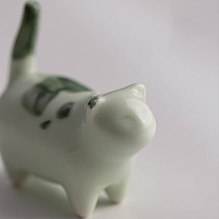 Buddha Gift Mini Lucky Cute Spotted Standing Cat Sleeping Kitten Ceramic Figurine Decoration