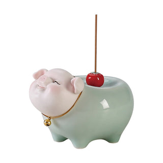 Buddha Gift Ceramic Little Pig Blessing Stick Incense Burner