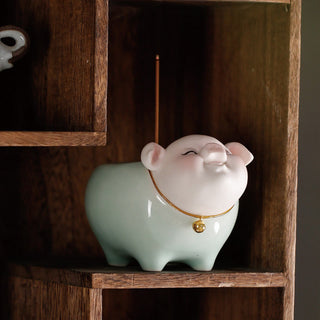 Buddha Gift Ceramic Little Pig Blessing Stick Incense Burner