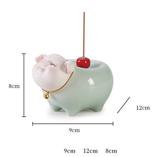 Buddha Gift Ceramic Little Pig Blessing Stick Incense Burner