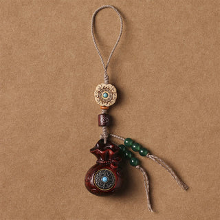 Buddha Gift Sandalwood Small Leaf Red Sandalwood Green Sandalwood Om Mani Padme Hum Calm Key Chain Phone Hanging Decoration