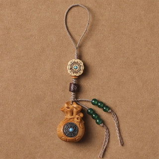 Buddha Gift Sandalwood Small Leaf Red Sandalwood Green Sandalwood Om Mani Padme Hum Calm Key Chain Phone Hanging Decoration