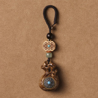 Buddha Gift Sandalwood Small Leaf Red Sandalwood Green Sandalwood Om Mani Padme Hum Calm Key Chain Phone Hanging Decoration