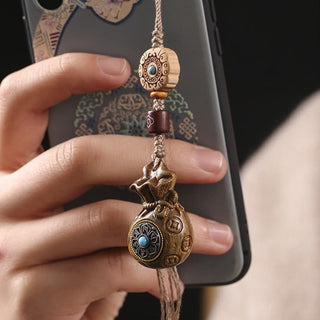 Buddha Gift Sandalwood Small Leaf Red Sandalwood Green Sandalwood Om Mani Padme Hum Calm Key Chain Phone Hanging Decoration