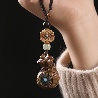 Buddha Gift Sandalwood Small Leaf Red Sandalwood Green Sandalwood Om Mani Padme Hum Calm Key Chain Phone Hanging Decoration