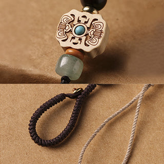 Buddha Gift Sandalwood Small Leaf Red Sandalwood Green Sandalwood Om Mani Padme Hum Calm Key Chain Phone Hanging Decoration