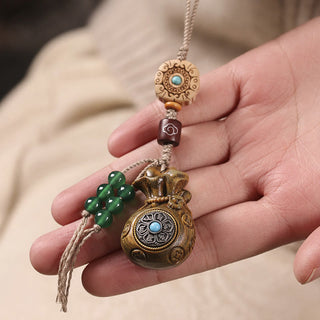 Buddha Gift Sandalwood Small Leaf Red Sandalwood Green Sandalwood Om Mani Padme Hum Calm Key Chain Phone Hanging Decoration