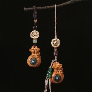 Buddha Gift Sandalwood Small Leaf Red Sandalwood Green Sandalwood Om Mani Padme Hum Calm Key Chain Phone Hanging Decoration