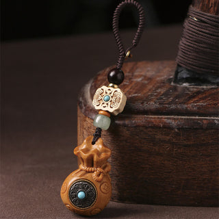 Buddha Gift Sandalwood Small Leaf Red Sandalwood Green Sandalwood Om Mani Padme Hum Calm Key Chain Phone Hanging Decoration