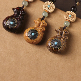 Buddha Gift Sandalwood Small Leaf Red Sandalwood Green Sandalwood Om Mani Padme Hum Calm Key Chain Phone Hanging Decoration