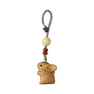 Buddha Gift Sandalwood Small Leaf Red Sandalwood Lucky Mini Rabbit Protection Key Chain Phone Hanging Decoration