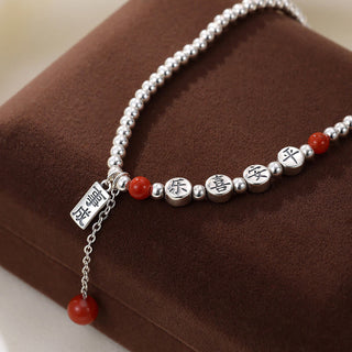 Buddha Gift 925 Sterling Silver Small Beads Red Agate Peace And Joy Blessing Anklet