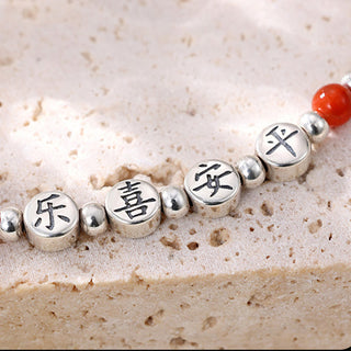 Buddha Gift 925 Sterling Silver Small Beads Red Agate Peace And Joy Blessing Anklet
