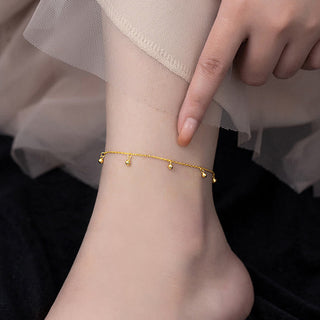 Buddha Gift 925 Sterling Silver Small Beads Charm Blessing Anklet
