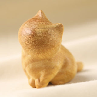 Buddha Gift Small Cat Sandalwood Protection Home Decoration(Random Type)