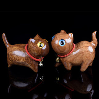 Buddha Gift Rosewood Carving Cat Warmth Home Decoration