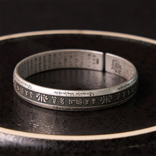 Buddha Gift Om Mani Padme Hum Heart Sutra Mantra Lotus Peace Meditation Cuff Bracelet Bangle