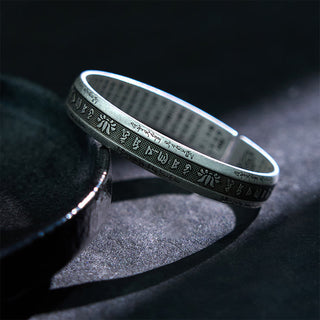 Buddha Gift Om Mani Padme Hum Heart Sutra Mantra Lotus Peace Meditation Cuff Bracelet Bangle