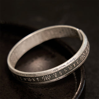 Buddha Gift Om Mani Padme Hum Heart Sutra Mantra Lotus Peace Meditation Cuff Bracelet Bangle