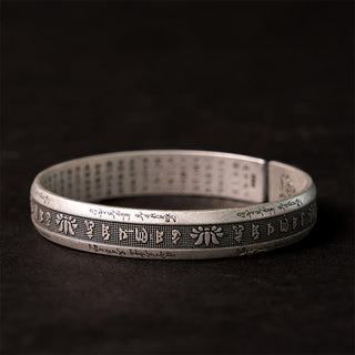 Buddha Gift Om Mani Padme Hum Heart Sutra Mantra Lotus Peace Meditation Cuff Bracelet Bangle